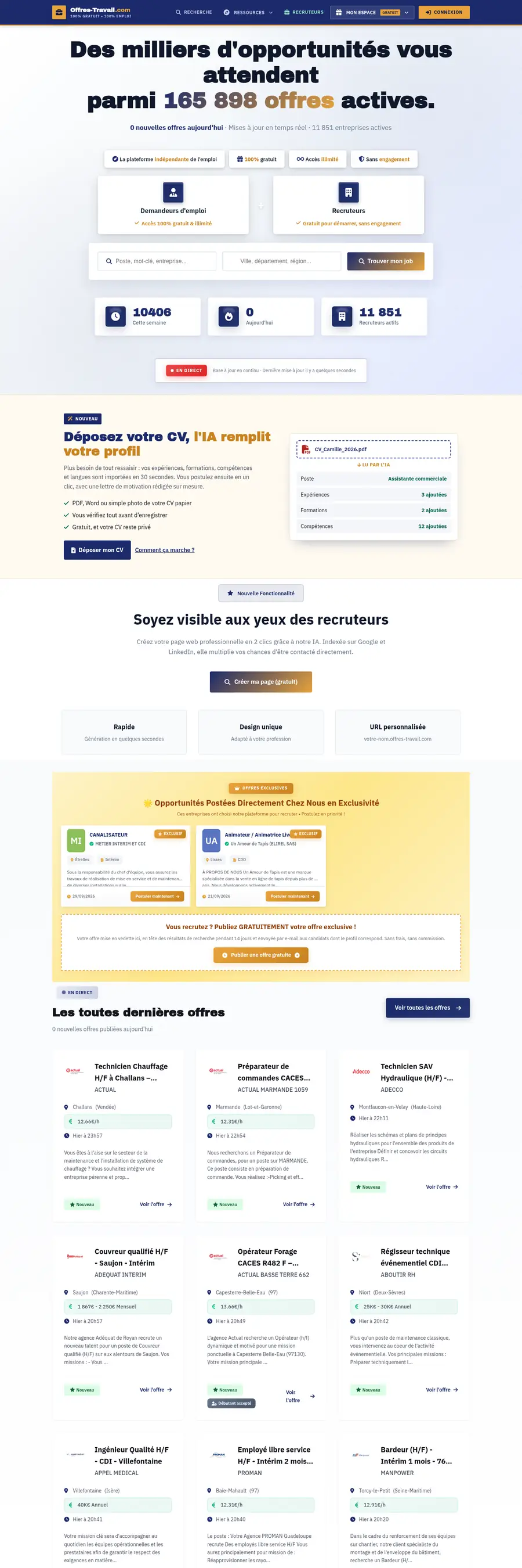 Capture du site Offres-Travail.com