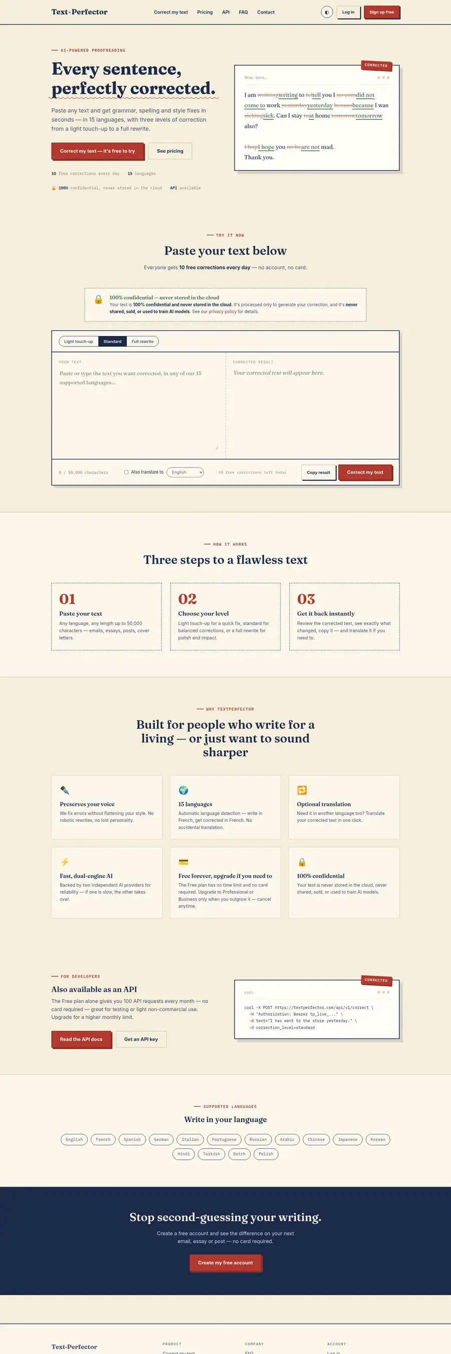 Capture du site TextPerfector.com